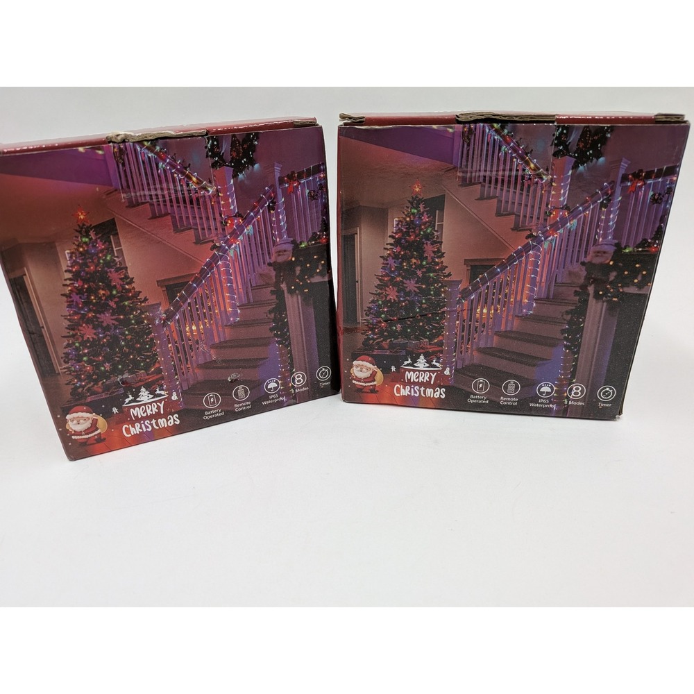 Lot of 2 LED Rope Lights Red & Green 33ft Battery Operated Outdoor Christmas